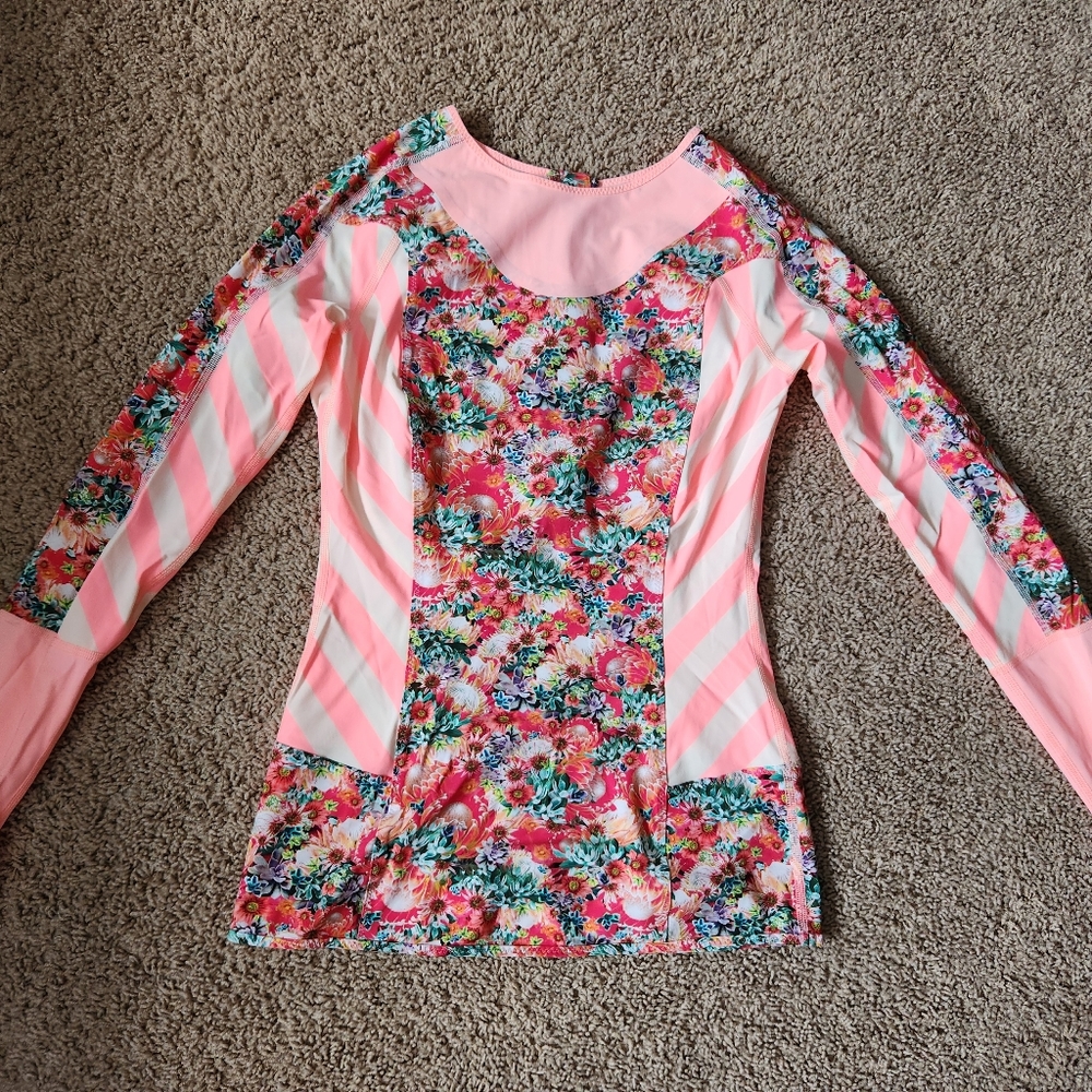 Lululemon Shanti Surf Rash Guard. Flowabunga Mini Multi. Rare piece. Size 8.